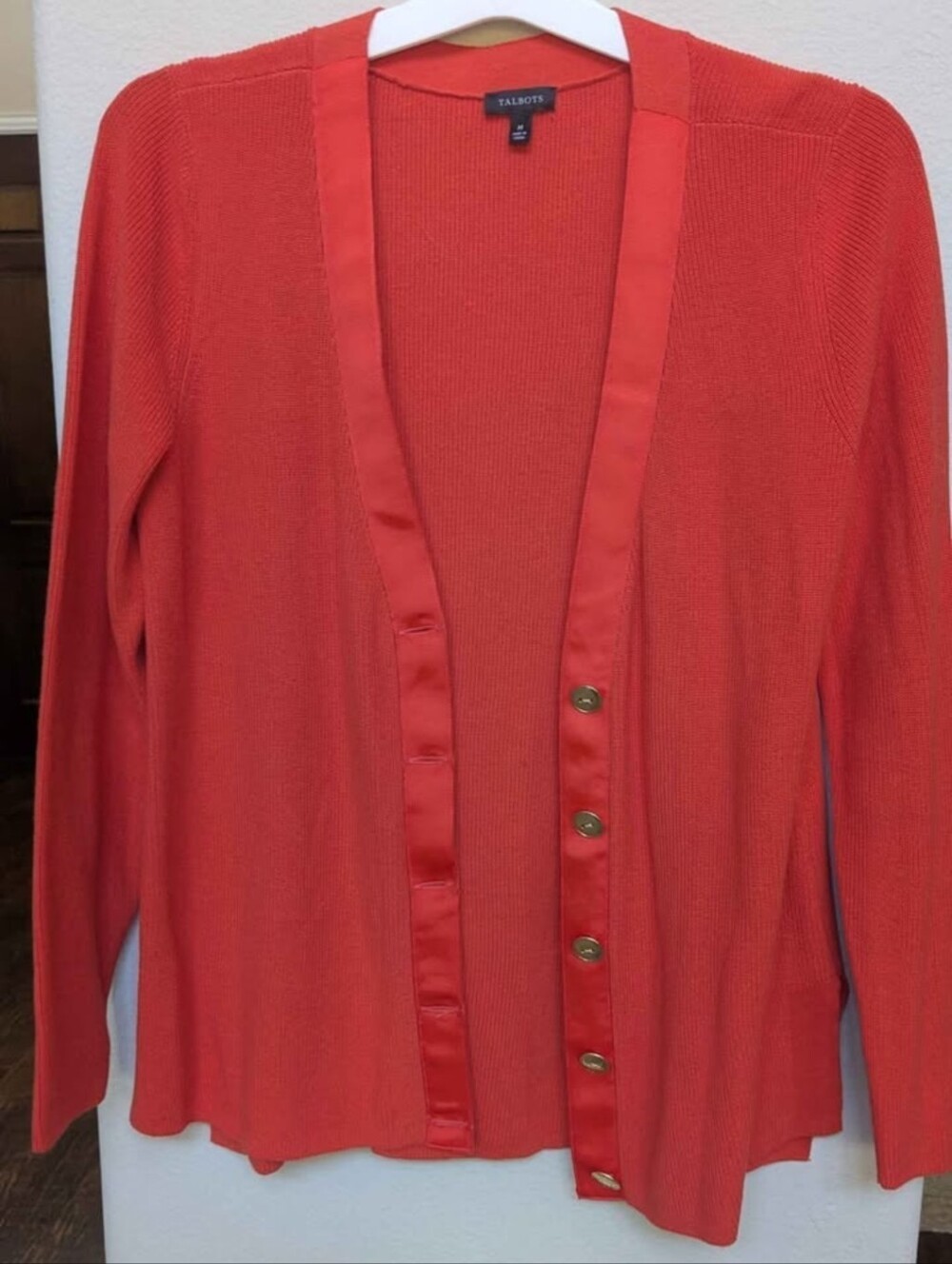 Talbots Rusty Red Women's Button-Front Knit Cardigan Sweater Size Medium